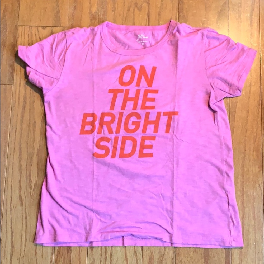 On the bright side pink J. Crew shirt